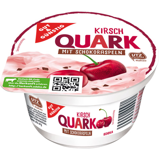 GUT&GÜNSTIG Fruchtquark Schokoladenraspeln Kirsche 200 g / Kiraz Çikolata Raspalı Meyveli Quark 200 g