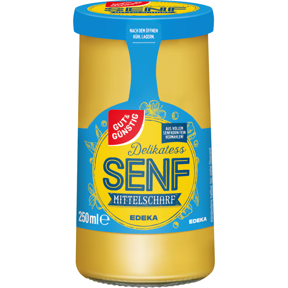 GUT&GÜNSTIG Senf Mittelscharf Delikatess Senf Würziger Tafelsenf 250 ml