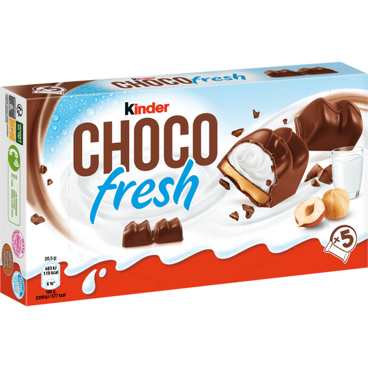 Kinder Choco Fresh Vollmilchschokolade mit Milch- & Haselnusscreme 5er Pack 102,5 g