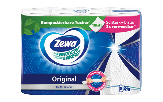 Zewa Wisch&Weg Original 8x45 Blatt - Orijinal Mutfak Kagit Havlusu 8x45 Yaprak