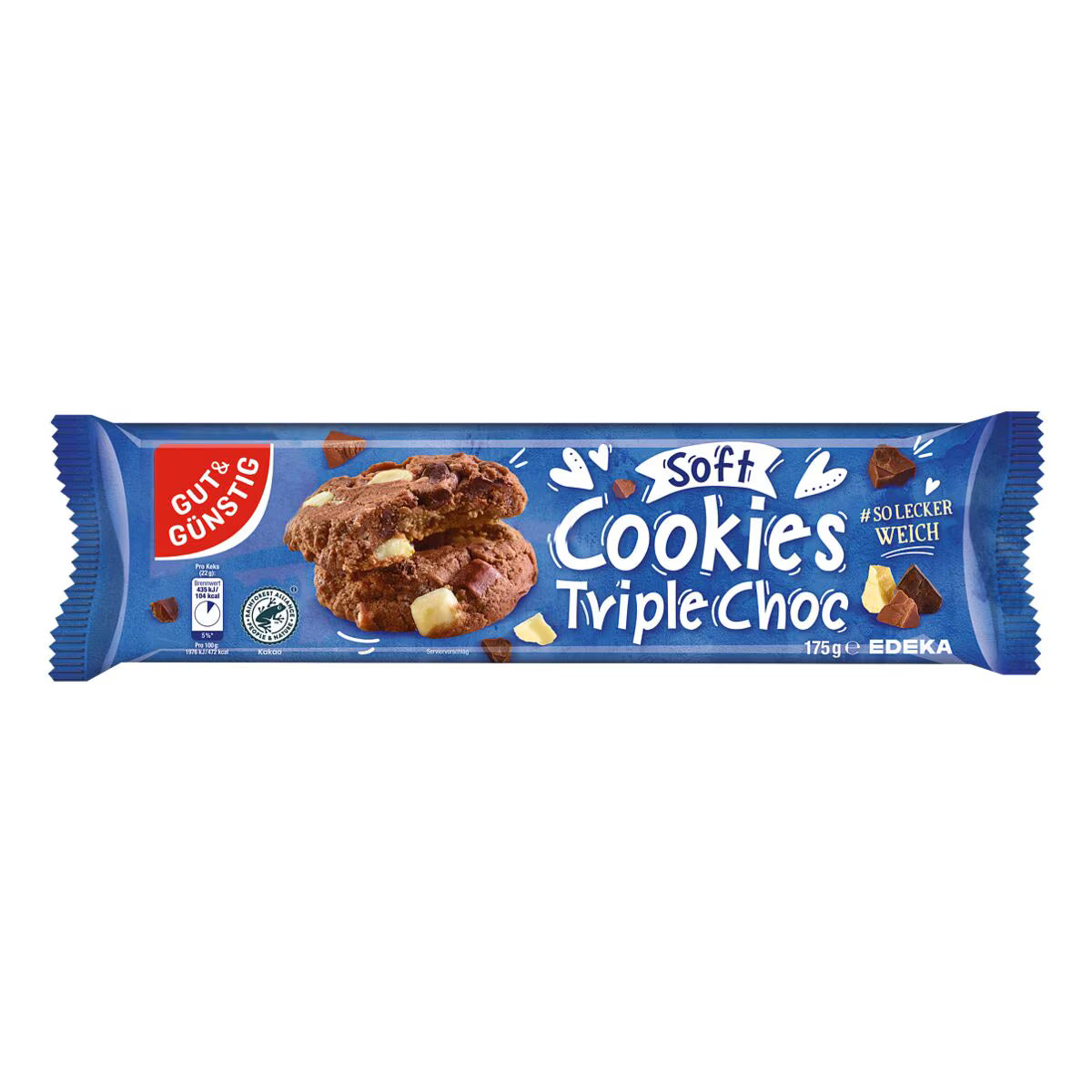 GUT&GÜNSTIG Soft Cookies Triple Chocolate Weiche Kekse Drei Schokoladen 175 g
