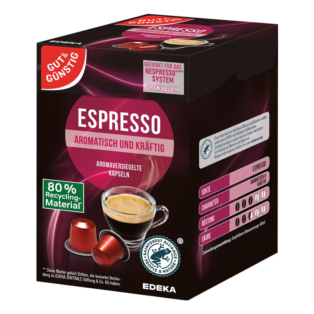 GUT&GÜNSTIG Kaffeekapseln Espresso 20 ST 104 g / GUT&GÜNSTIG Espresso Kahve Kapsülü 20 Adet 104 g