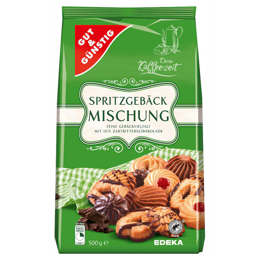 GUT&GÜNSTIG Spritzgebäck Assorted Cookies with 10% Dark Chocolate Cookie Mix 500 g