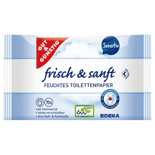 GUT&GUENSTIG Feuchtes Toilettenpapier Sensitiv 2x70 Stueck - Hassas Islak Tuvalet Kagidi 2x70 Adet
