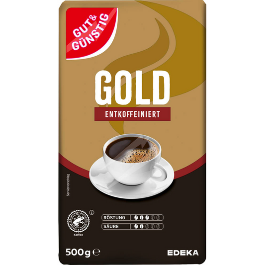 GUT&GÜNSTIG Röstkaffee Gold entkoffeiniert 500 g / GUT&GÜNSTIG Kafeinsiz Kavrulmuş Kahve Gold 500 g