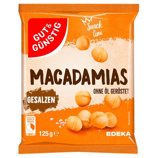 GUT&GÜNSTIG Macadamias geröstet gesalzen 125 g / GUT&GÜNSTIG Kavrulmuş Tuzlu Macadamia Fıstığı 125 g