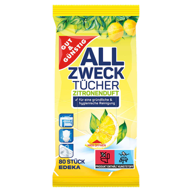 GUT&GUENSTIG Allzwecktuecher Citrus 80 Stueck - Narenciye Kokulu Cok Amacli Temizlik Bezi 80 Adet
