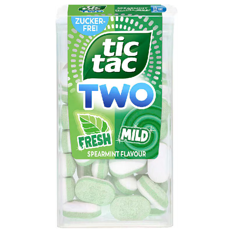 Tic Tac Two Spearmint F&M 38 ST 38,5 g / Tic Tac Two Nane Aromalı 38 Adet 38,5 g