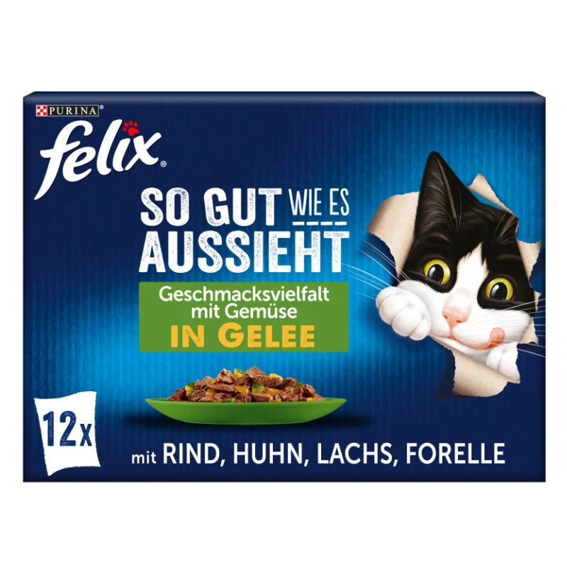 Felix So gut wie es aussieht Delikatessen vom Land mit Gemüse 12x85 g – Kırsal Lezzetler Sebzeli Kedi Maması 12x85 g