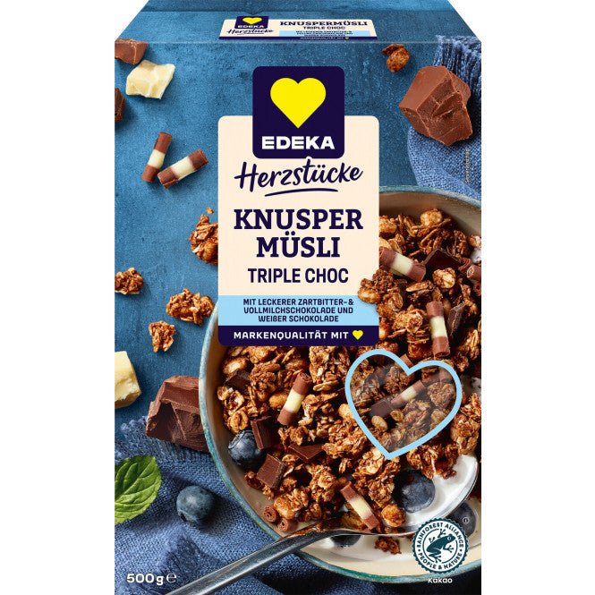 EDEKA Herzstücke Knusper Triple Choc Müsli 500 g