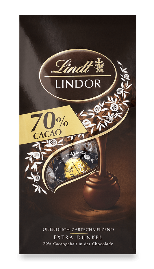 Lindt Lindor Kugeln 70% Kakao Edelbitter mit zartschmelzender Füllung 136 g