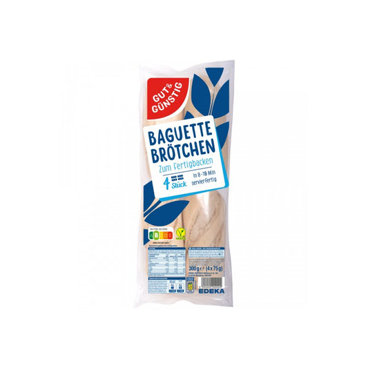 GUT&GÜNSTIG Baguette Brötchen 4 ST 300 g / GUT&GÜNSTIG Baguette Ekmeği 4 Adet 300 g