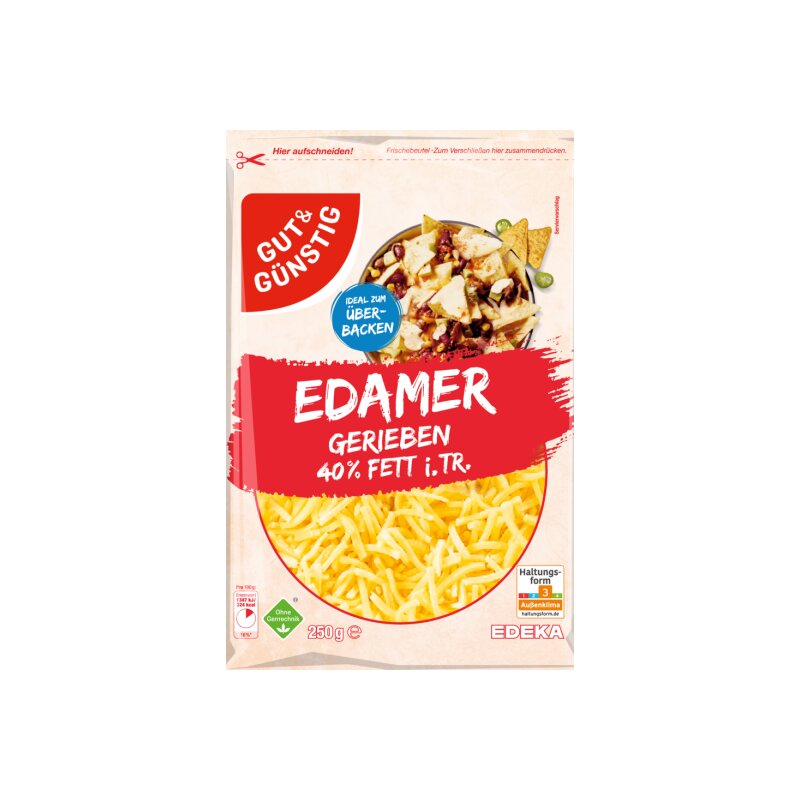 GUT&GÜNSTIG Edamer gerieben 40% 250 g / Rendelenmiş Edam Peyniri %40 250 g