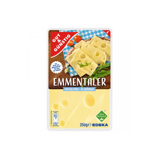 GUT&GÜNSTIG Emmentaler 45% in Scheiben 250 g / Dilimlenmiş Emmentaler %45 250 g