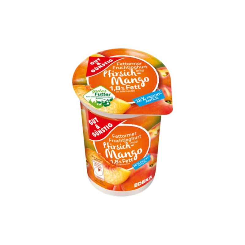 GUT&GÜNSTIG Fruchtjoghurt Pfirsich-Mango 1,8% 250 g / Şeftali-Mangolu Meyveli Yoğurt %1,8 250 g