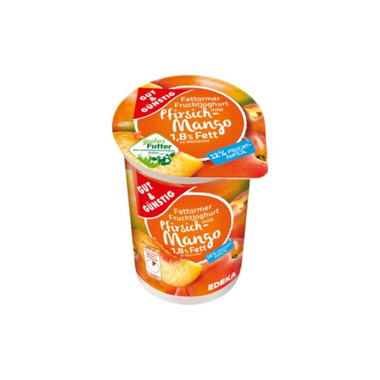 GUT&GÜNSTIG Fruchtjoghurt Pfirsich-Mango 1,8% 250 g / Şeftali-Mangolu Meyveli Yoğurt %1,8 250 g