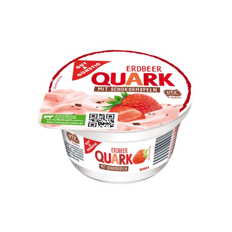 GUT&GÜNSTIG Fruchtquark Schokoladenraspeln Erdbeere 200 g / Çilek Çikolata Raspalı Meyveli Quark 200 g
