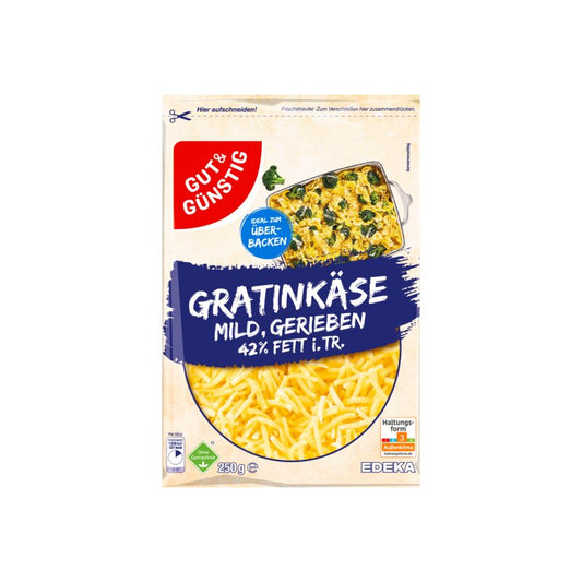 GUT&GÜNSTIG Gratinkäse mild 42% 250 g / Fırın Peyniri Karışımı Mild %42 250 g