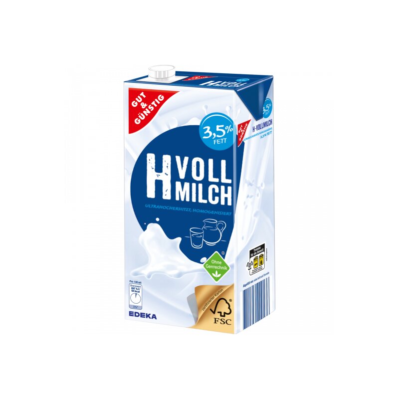 GUT&GÜNSTIG H-Vollmilch 3,5% 1 l / UHT Tam Yağlı Süt %3,5 1 l