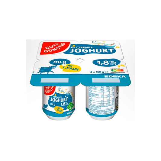 GUT&GÜNSTIG Joghurt mild L. casei 1,8% 4x150 g / Düşük Yağlı L. casei Probiyotik Yoğurt %1,8 4x150 g