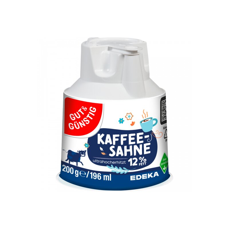 GUT&GÜNSTIG Kaffeesahne Kännchen 12% 200 g / Kahve Kreması Porsiyon Kâse %12 200 g