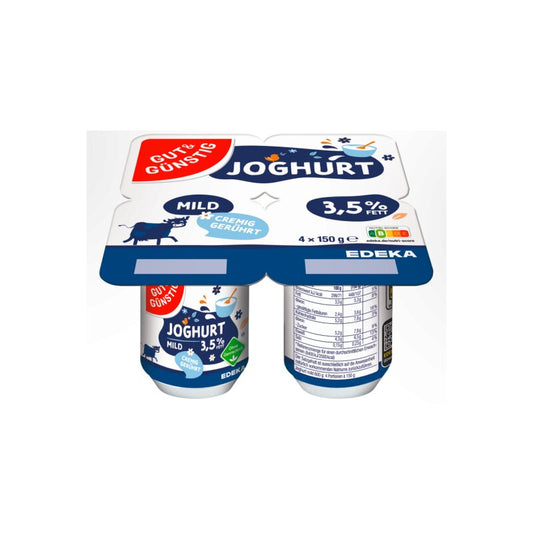 GUT&GUENSTIG Naturjoghurt 3,5% geruehrt 4x150 g / GUT&GUENSTIG Sade Yogurt %3,5 Yagli 4x150 g