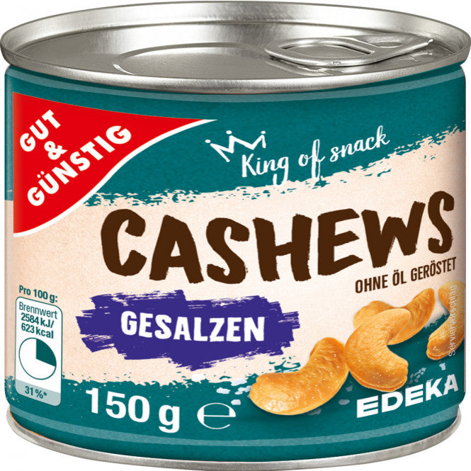 GUT&GÜNSTIG Cashewkerne Geröstet Gesalzen Knusprig Snack 150 g
