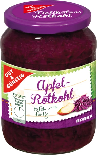 GUT&GÜNSTIG Apfelrotkohl Delikatess Rotkohl mit Apfel Tafelfertig 680 g