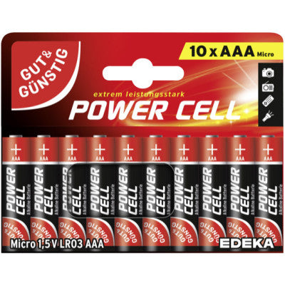 GUT&GÜNSTIG Power C.Alkaline Micro AAA 1,5V LR03 10 ST – Pil 10 Adet