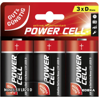 GUT&GÜNSTIG Power C.Alkaline Mono LR20 1,5V 3 ST – Pil 3 Adet