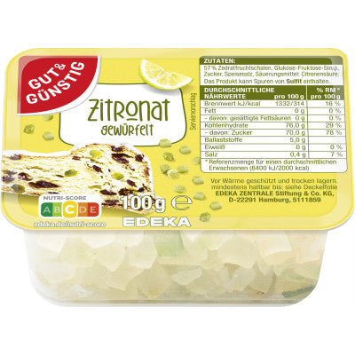 GUT&GÜNSTIG Zitronat Gewürfelt Kandierte Zitronenschale zum Backen 100 g