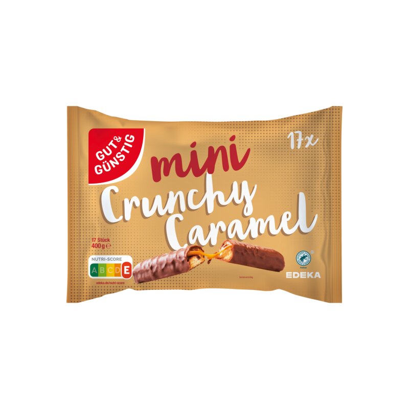 GUT&GÜNSTIG Schokoriegel Keks Karamell Mini Milchschokolade Karamelffüllung 400 g