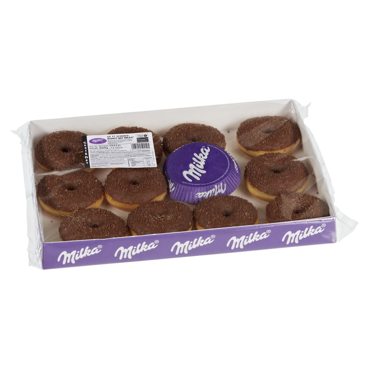 Milka Donut gefüllt mit Milch-Kakao und Alpenmilchschokolade 12 x 65 g (780 g)