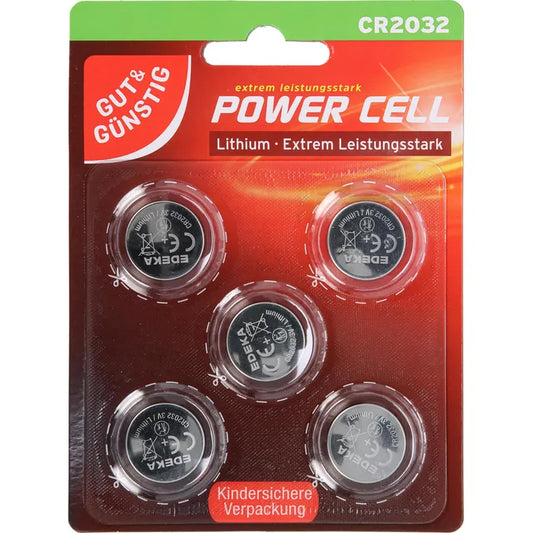 GUT&GÜNSTIG Knopfzellen CR2032 Lithium 5 ST – Düğme Pil 5 Adet