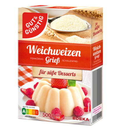 GUT&GÜNSTIG Weichweizengrieß Feinkörnig & Schalenfrei zum Backen & Kochen 500 g