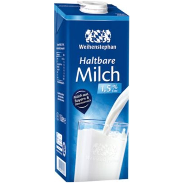 Weihenstephan H-Milch 1,5% 1 l / Weihenstephan Uzun Ömürlü Az Yağlı Süt %1,5 1 l