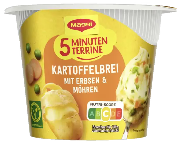Maggi 5 Minuten Terrine Kartoffelbrei mit Erbsen & Möhren 43 g