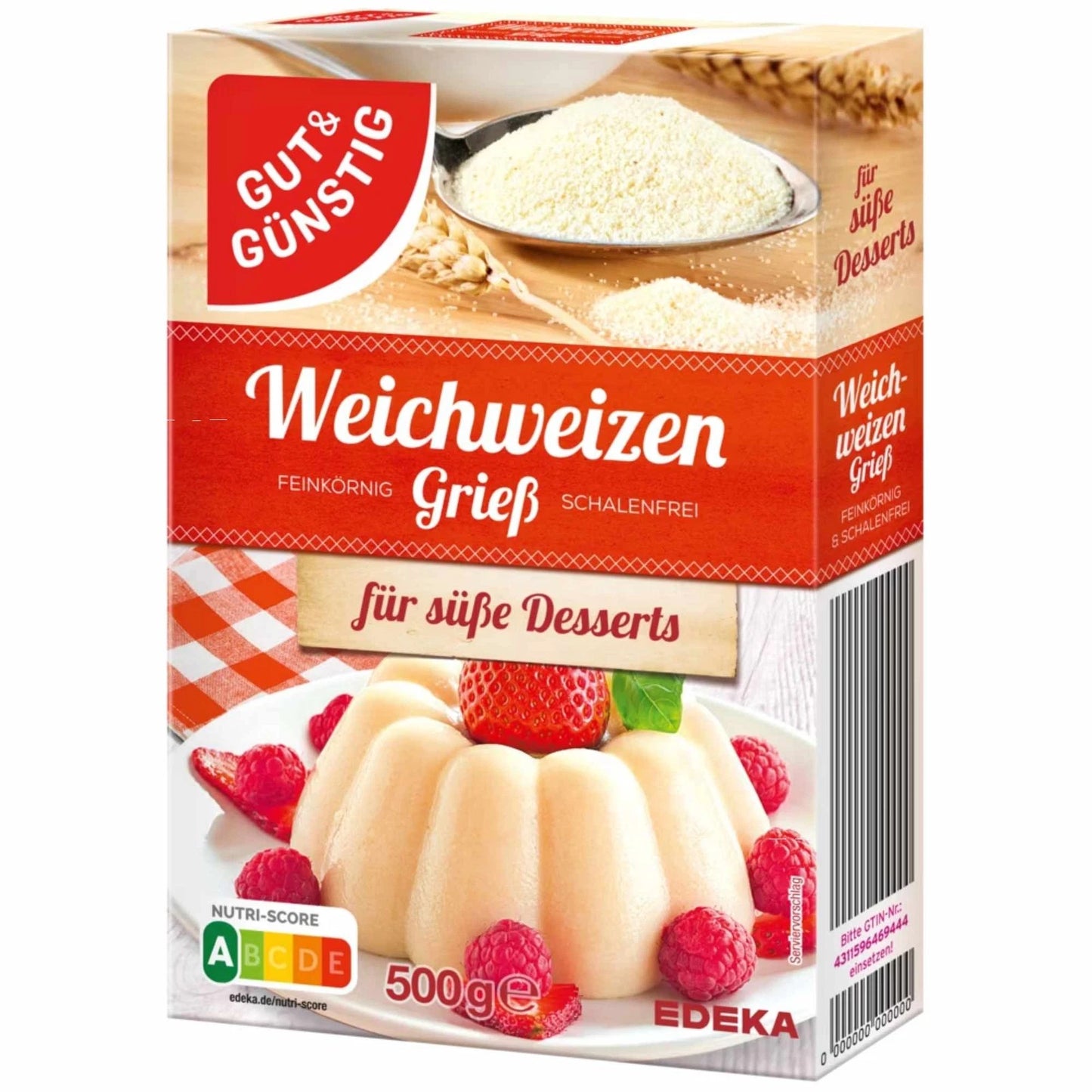 GUT&GÜNSTIG Weichweizengrieß Feinkörnig & Schalenfrei zum Backen & Kochen 500 g
