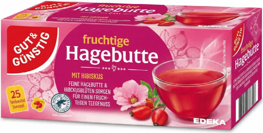 GUT&GÜNSTIG Hagebutte mit Hibiskus 25x3,5 g / GUT&GÜNSTIG Kuşburnu Hibiskus Çayı 25 adet 3,5 g