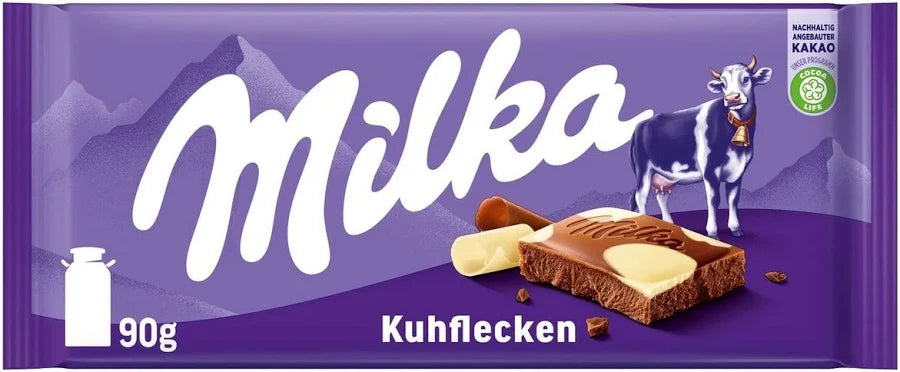 Milka Kuhflecken Alpenmilch Schokolade mit weißer Schokolade 90 g