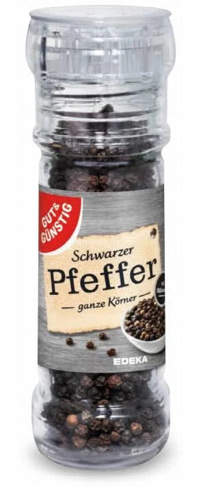 GUT&GÜNSTIG Pfeffer schwarz mit Mühle 50 g / GUT&GÜNSTIG Değirmeniyle Tane Karabiber 50 g
