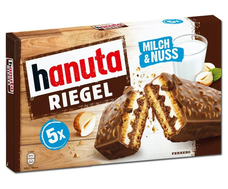 Hanuta Riegel Waffel mit Haselnuss- & Milchcreme Milchschokolade 5er Pack 172,5 g