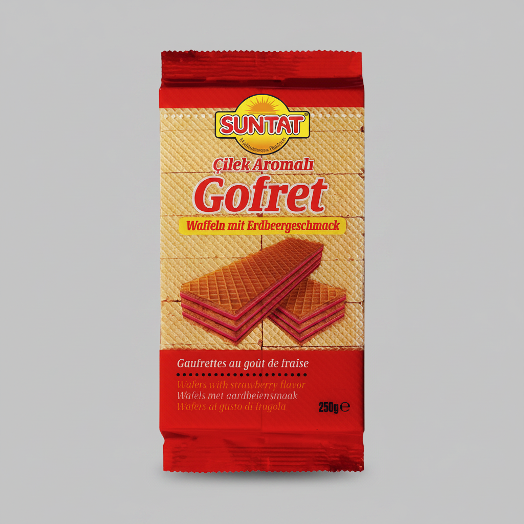 SUNTAT Çilek Gofret - Kodsuz Gri Arka Plan