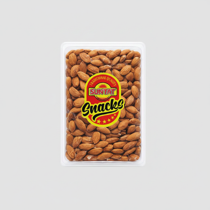 Suntat Snacks Mandeln - Etiketli, Gri Arka Plan
